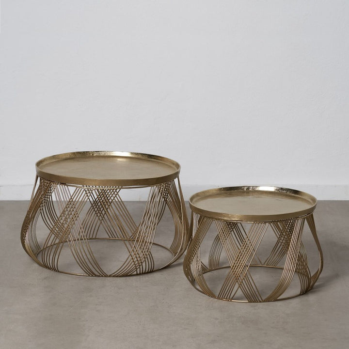 Set of 2 tables Golden 56 x 56 x 37 cm (2 Units)