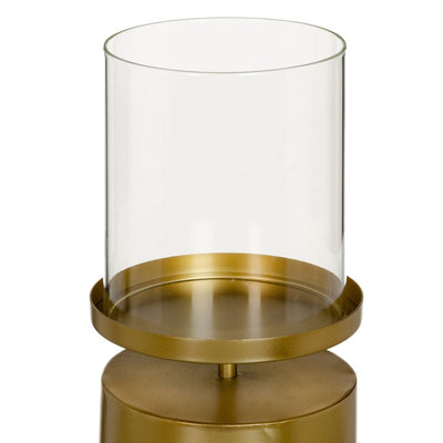 Candleholder 15,5 x 15,5 x 25 cm Crystal Golden Metal