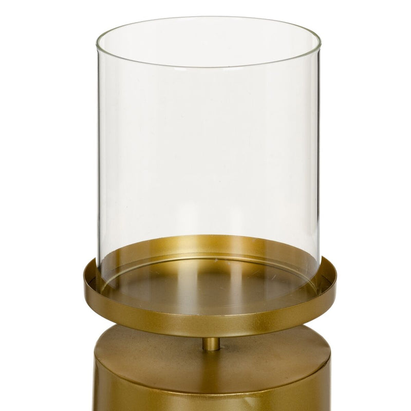 Candleholder 15,5 x 15,5 x 25 cm Crystal Golden Metal