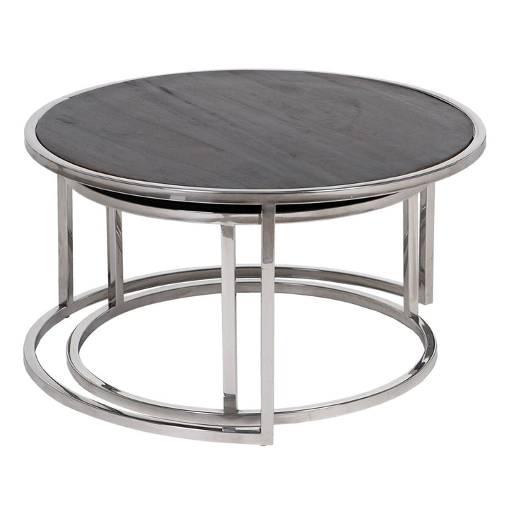 Set of 2 tables Brown Silver 75 x 75 x 41 cm (2 Units)
