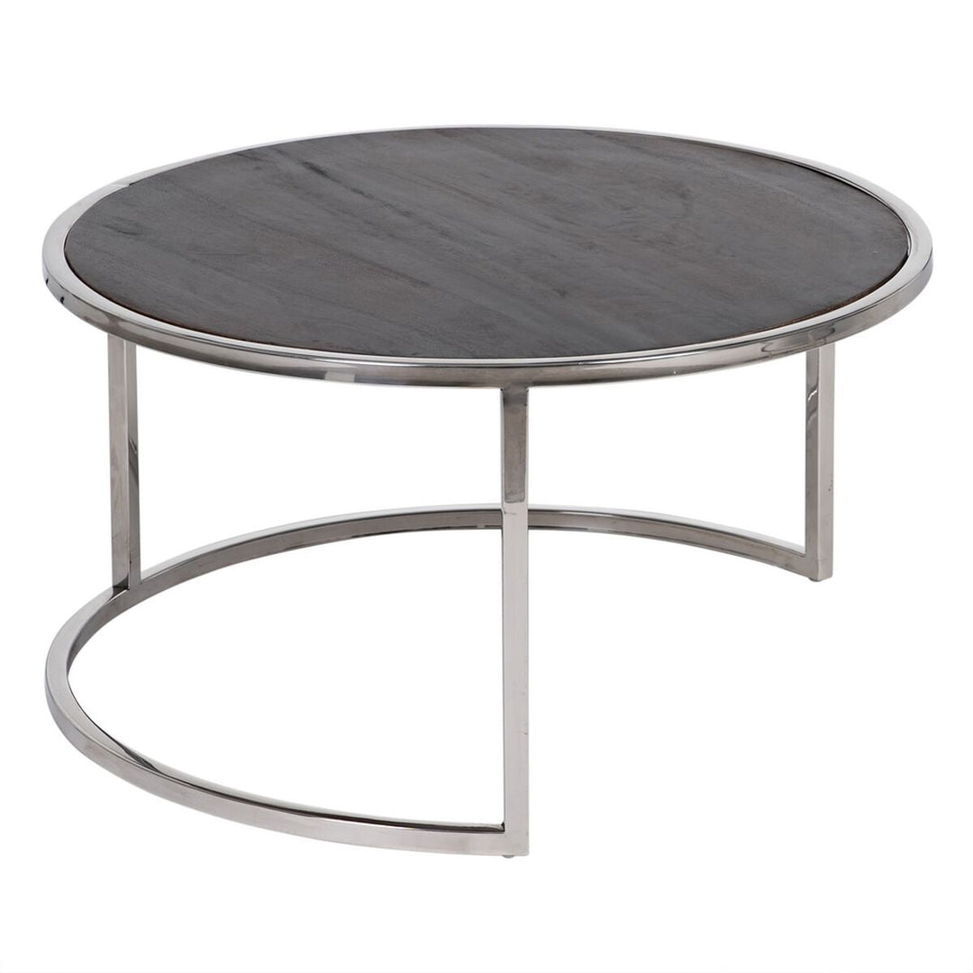 Set of 2 tables Brown Silver 75 x 75 x 41 cm (2 Units)