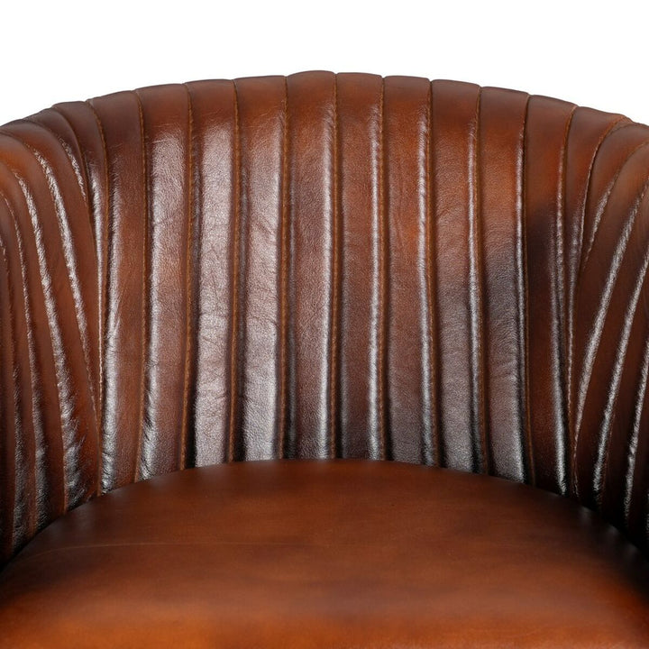 Dining Chair Brown Golden Leather Iron 55 x 53 x 74 cm