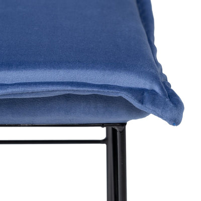 Pouffe Synthetic Fabric Blue Metal 40 x 40 x 35 cm