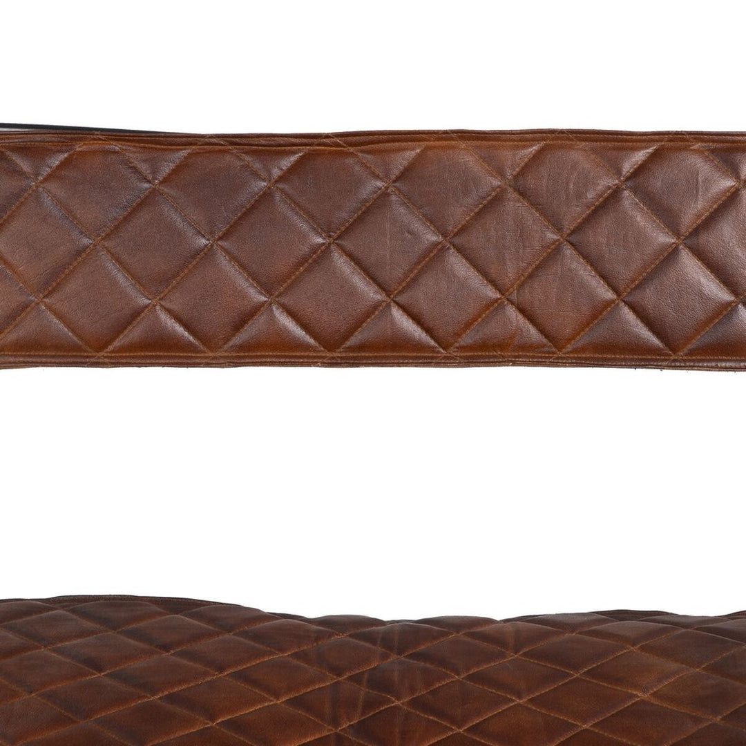 Dining Chair Brown Black Leather Iron 76 x 75 x 89 cm