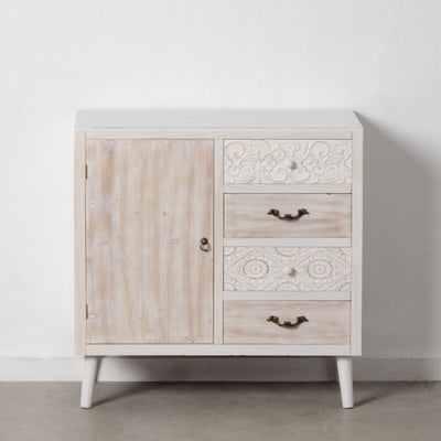 Hall Table with Drawers DUNE Natural White Fir wood 80 x 40 x 80 cm