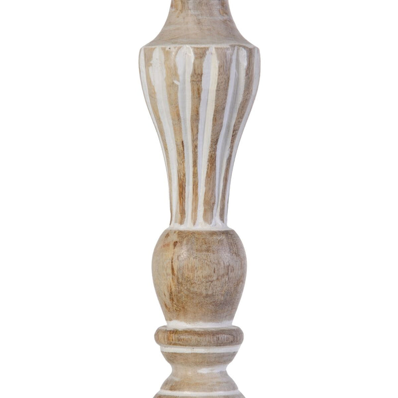 Candleholder 14 x 14 x 37,5 cm Metal Wood White (3 Units)
