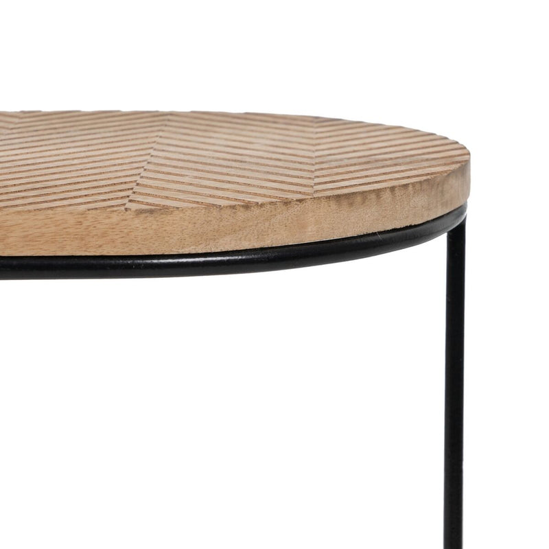 Side table 60 x 39,5 x 60 cm Natural Black Metal Wood (2 Units)