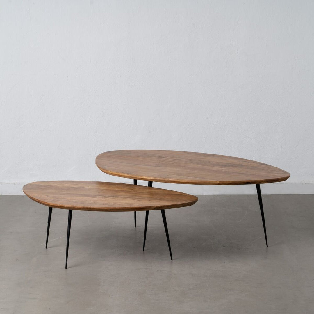 Set of 2 tables Black Natural 110 x 63 x 40 cm (2 Units)