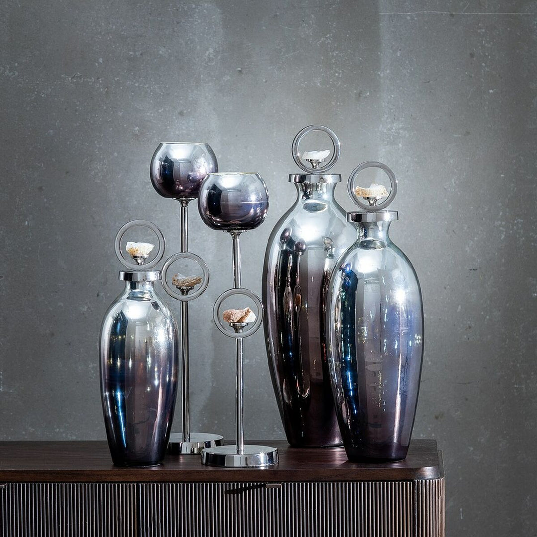 Decorative bottle Silver 13 x 13 x 39 cm Decorative