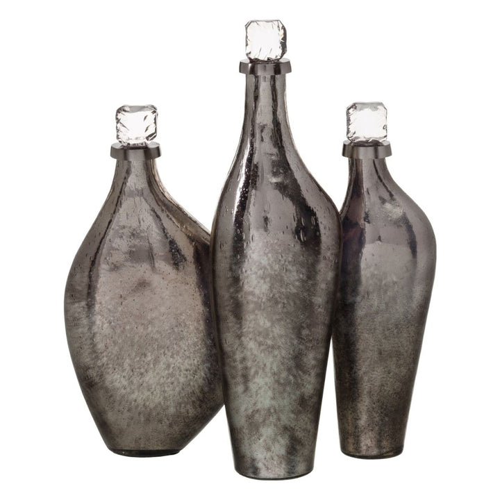 Decorative bottle Silver 15 x 13 x 54 cm Decorative
