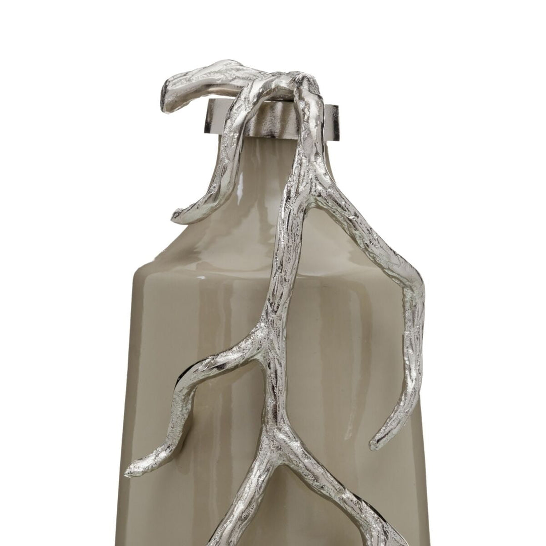 Decorative bottle Beige Silver 17 x 16 x 44 cm Decorative