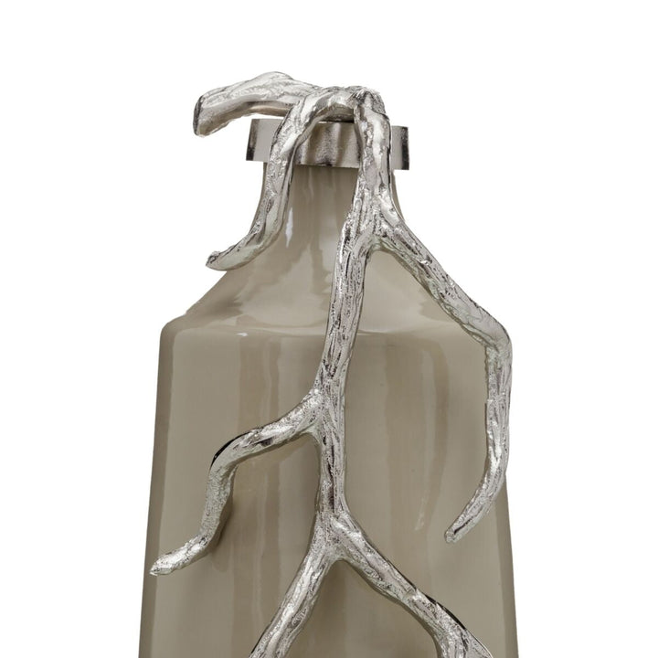 Decorative bottle Beige Silver 17 x 16 x 44 cm Decorative