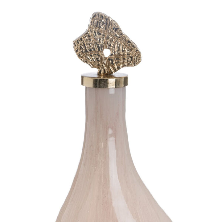 Decorative bottle Cream Golden 15 x 12 x 56 cm Decorative