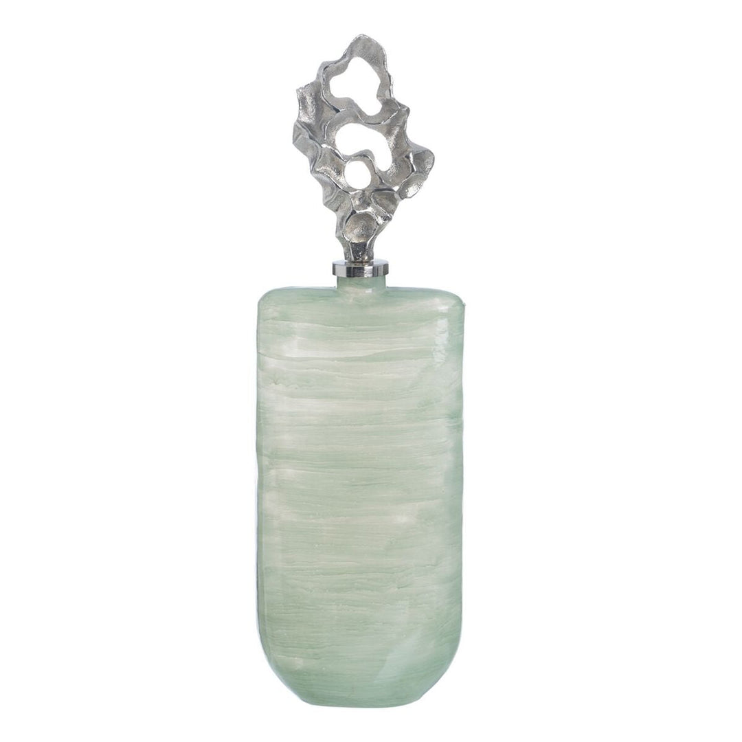 Decorative bottle Green Silver 19 x 13 x 62 cm Decorative