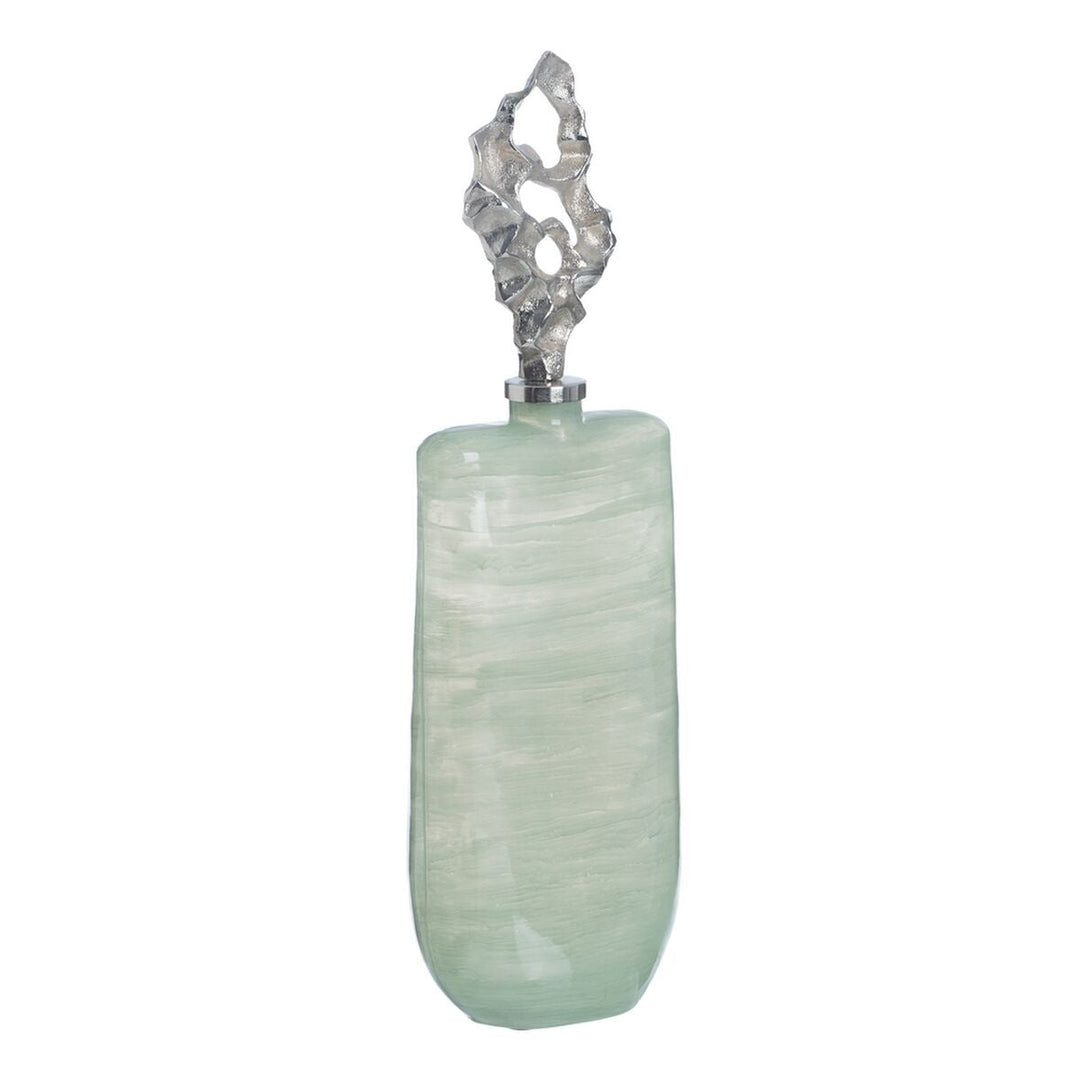 Decorative bottle Green Silver 19 x 13 x 62 cm Decorative