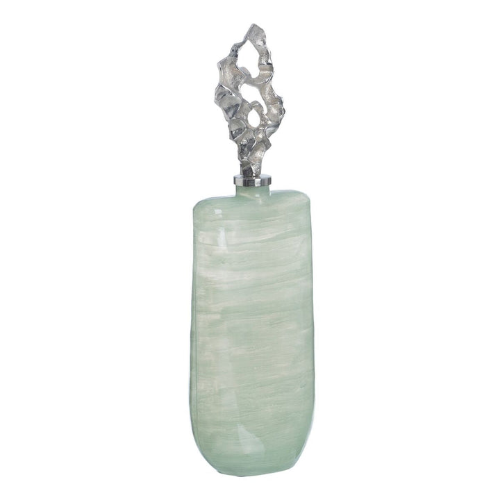 Decorative bottle Green Silver 19 x 13 x 62 cm Decorative