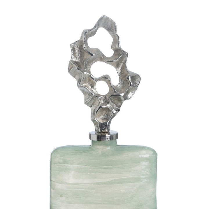 Decorative bottle Green Silver 19 x 13 x 62 cm Decorative