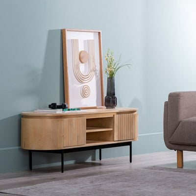 TV furniture MONTMARTRE 140 x 40 x 48 cm Natural Black Wood Iron