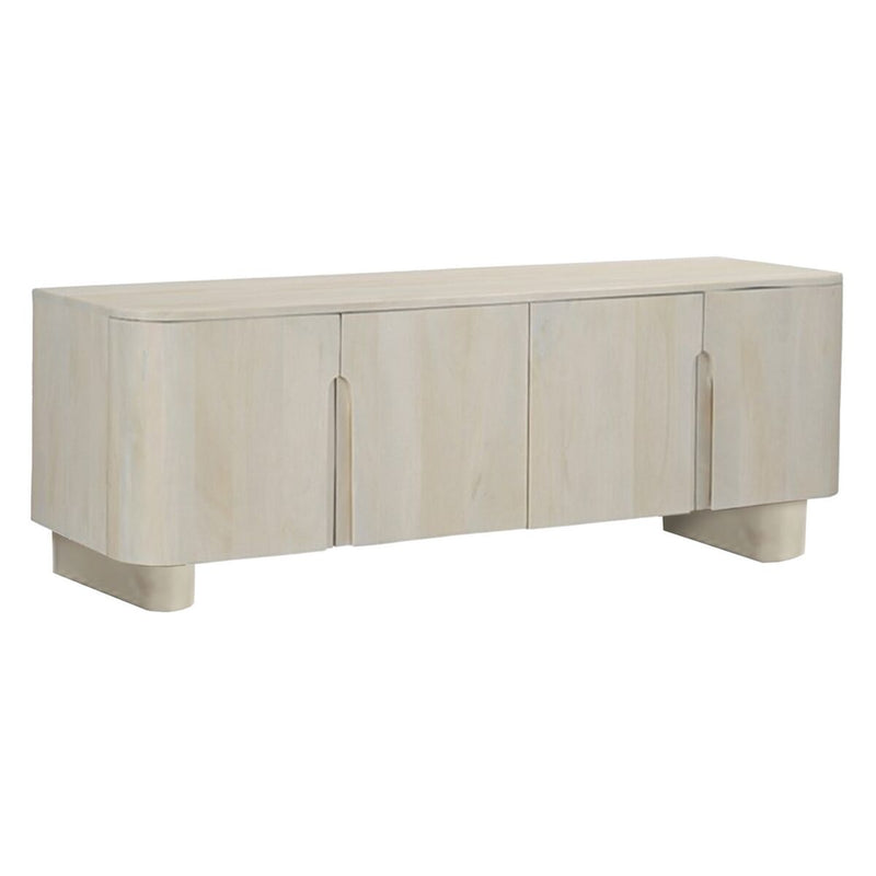 TV furniture White Mango wood 140 x 40 x 58 cm