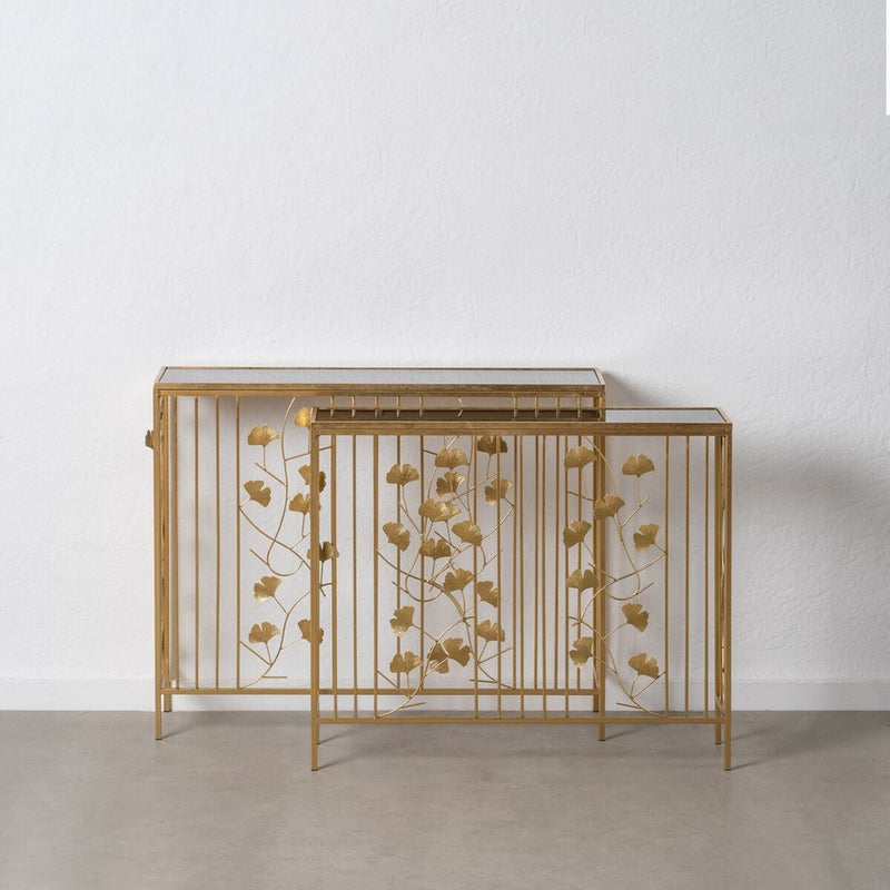 Conjunto de 2 mesas Preto Dourado Ferro 100 x 30 x 80 cm (2 Unidades)