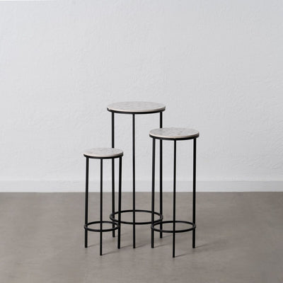 Jeu de 3 tables Noir Gris Fer 30 x 30 x 71 cm (3 Unités)