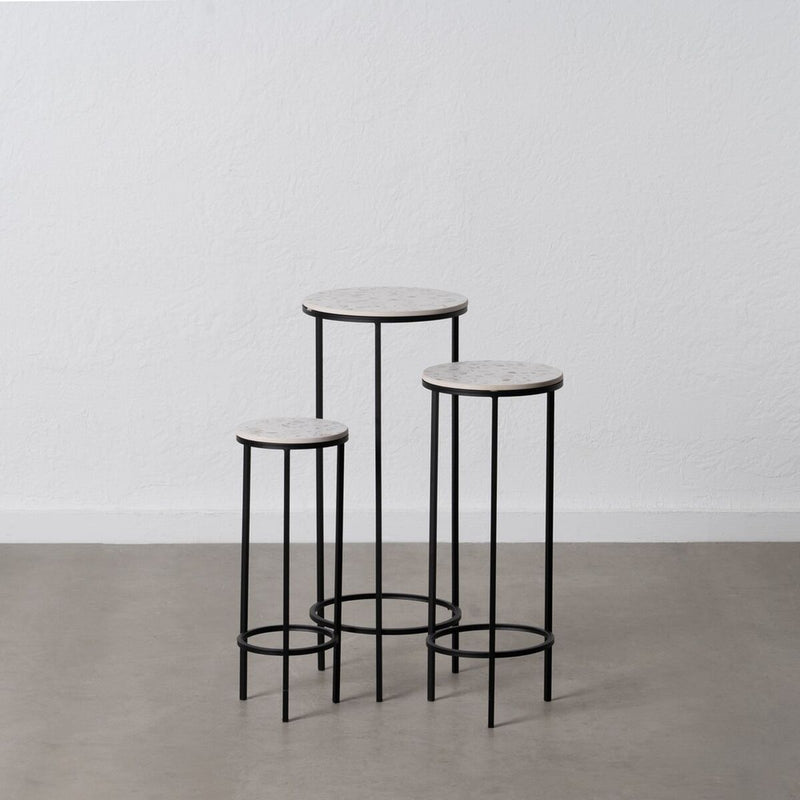 Jogo de 3 mesas Preto Cinzento Ferro 30 x 30 x 71 cm (3 Unidades)
