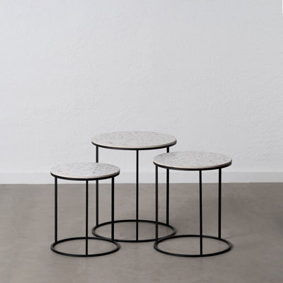 Set of 3 tables Black Grey Iron 45 x 45 x 51 cm (3 Units)
