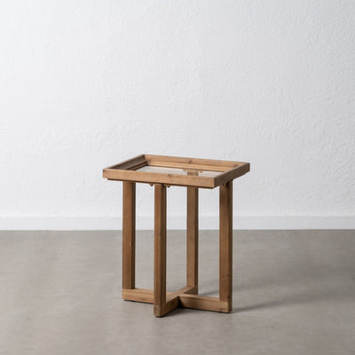 Side table Natural Tempered Glass Fir wood 50 x 38 x 60 cm