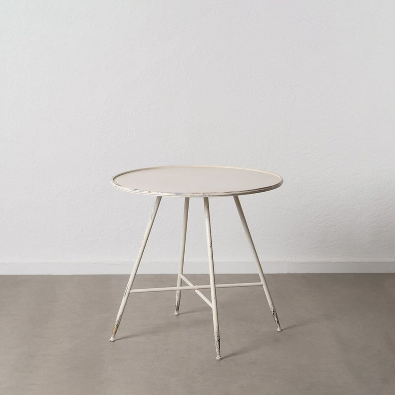 Small Side Table Cream Iron 80 x 80 x 75 cm