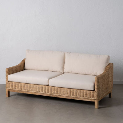 Garden sofa Natural Mango wood Foam Natural Fibre 180 x 86 x 80 cm
