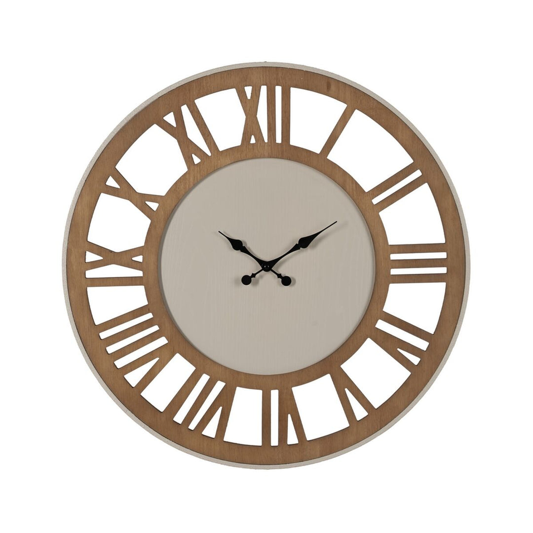 Wall Clock Natural Iron MDF Wood 68,5 x 4 x 68,5 cm
