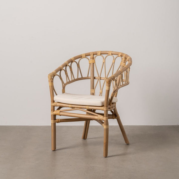 Dining Chair White Honey Rattan 58 x 59 x 78 cm