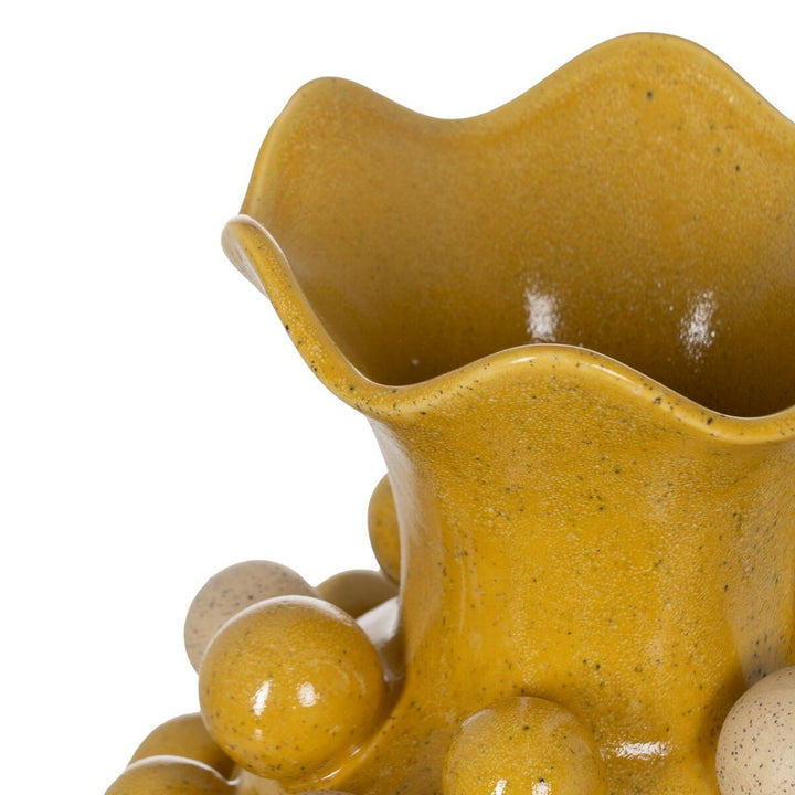 Vase Yellow White Ceramic 28,3 x 28,3 x 39,7 cm