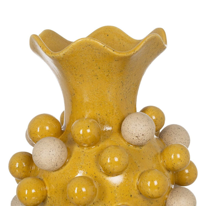 Vase Yellow White Ceramic 28,3 x 28,3 x 39,7 cm