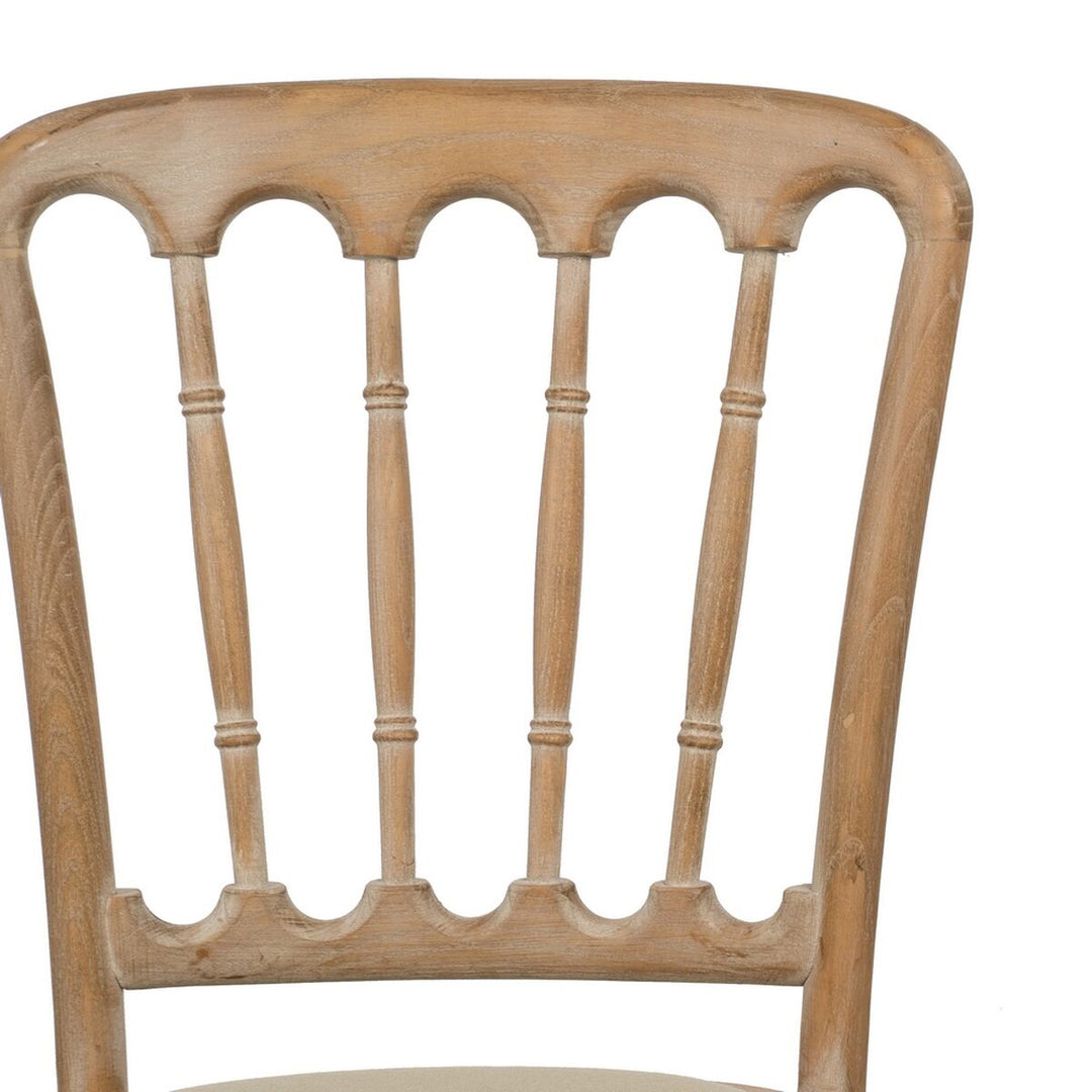 Dining Chair Beige Natural Rubber wood Cotton Polyester 45 x 46 x 92 cm