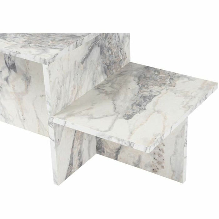 Centre Table Harmony White Grey 80 x 40 x 40 cm Marble