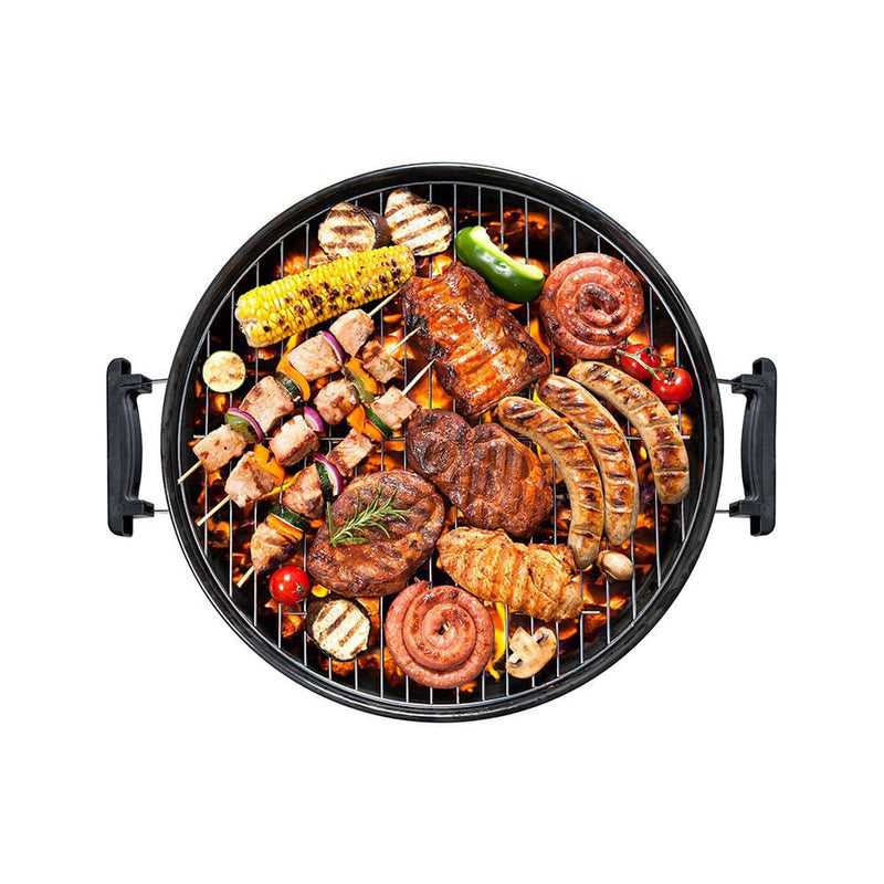 Coal Barbecue with Cover and Wheels EDM 73834 Black Iron Ø 44 x 70 cm