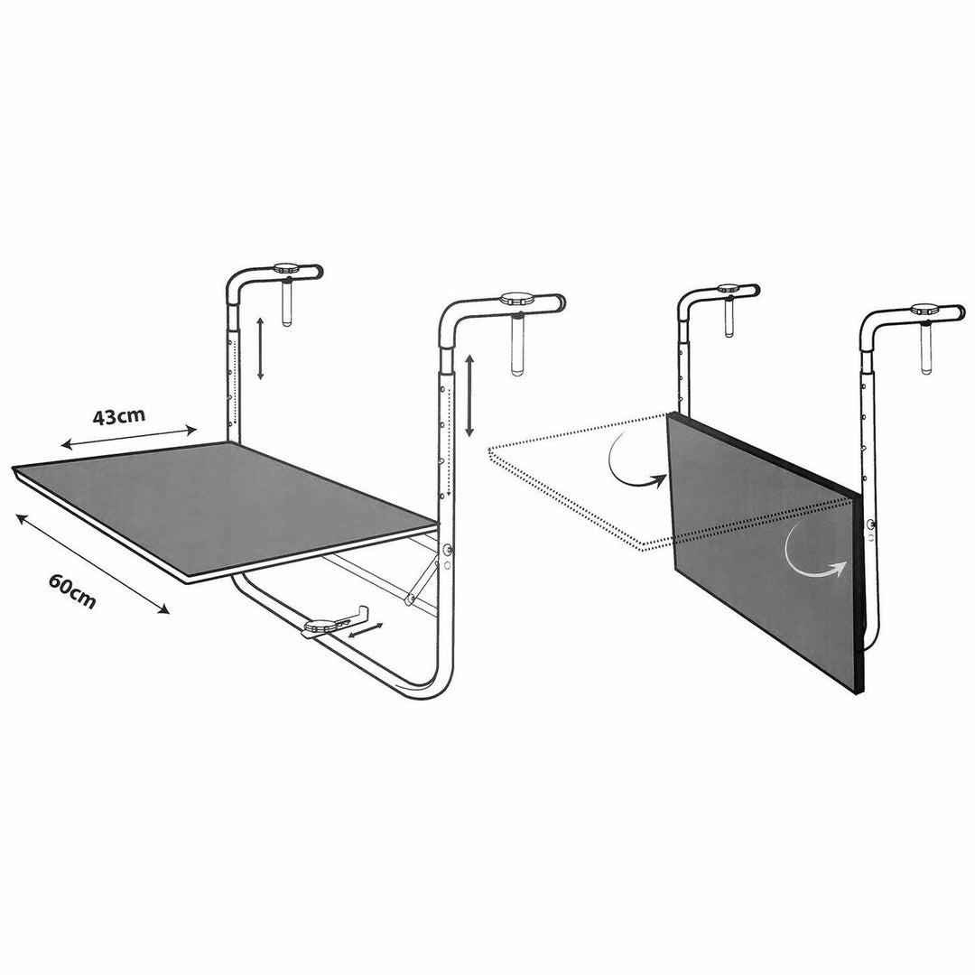 Folding table for balcony Ambiance Black Dark grey 60 x 43 cm