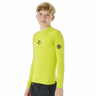 Child's Short Sleeve T-Shirt Rip Curl Corps L/S Rash Vest  Yellow Surf Lycra