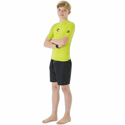 Child's Short Sleeve T-Shirt Rip Curl Corps S/S Rash Yellow Surf Lycra