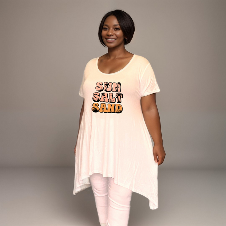 Sun Sand Salt Hanky Hem Swing Top