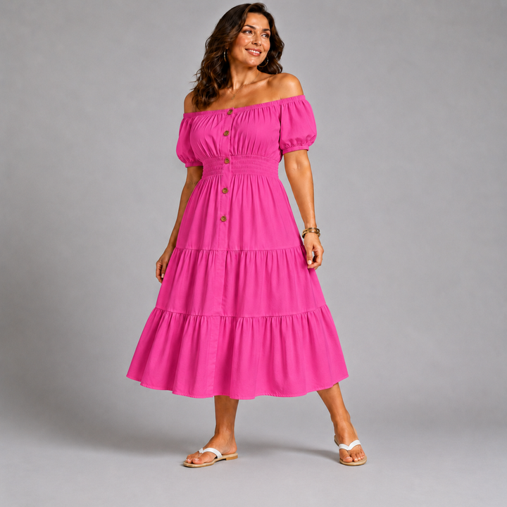 Off Shoulder Frilled / Layered Gypsy Dress