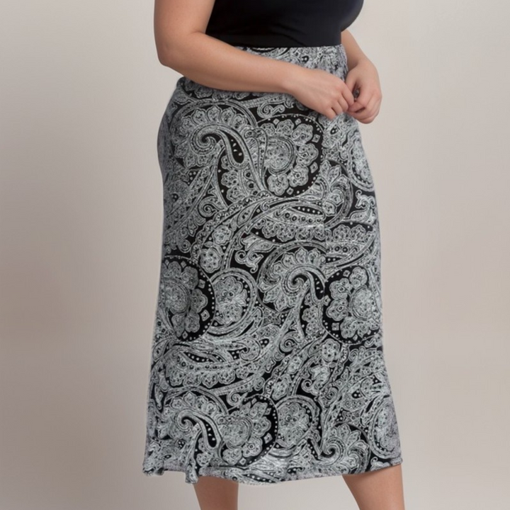 BLACK WHITE PAISLEY MAXI SKIRT