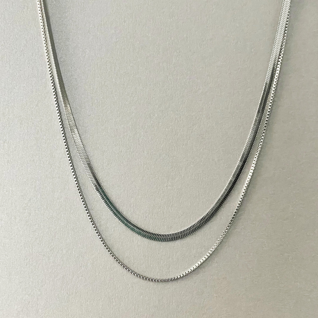 Milan Luxe Silver Plated Double Layer Chain