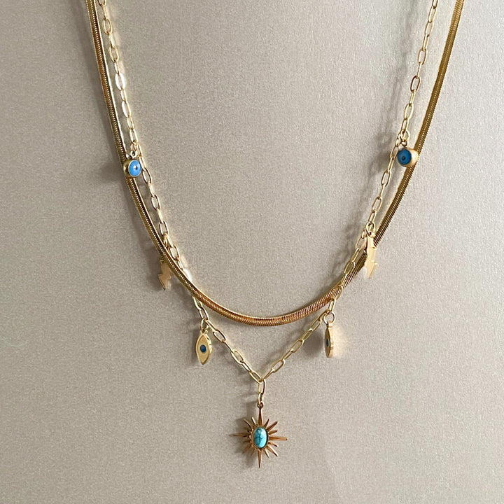 Cleopatra 18k Gold Plated Double Layered Charm Necklace