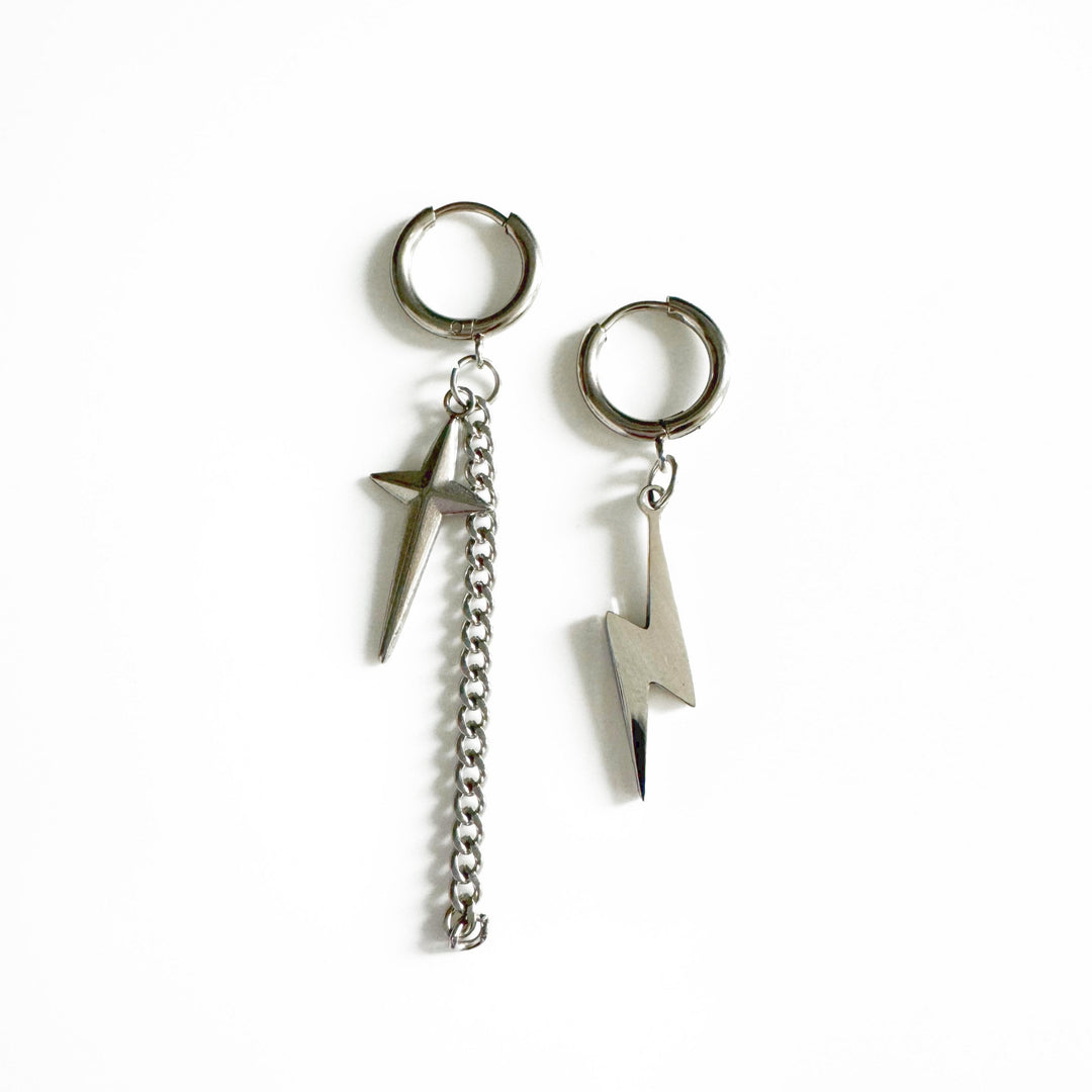 Atlas Lightning Bolt Mismatch Dangle Earrings