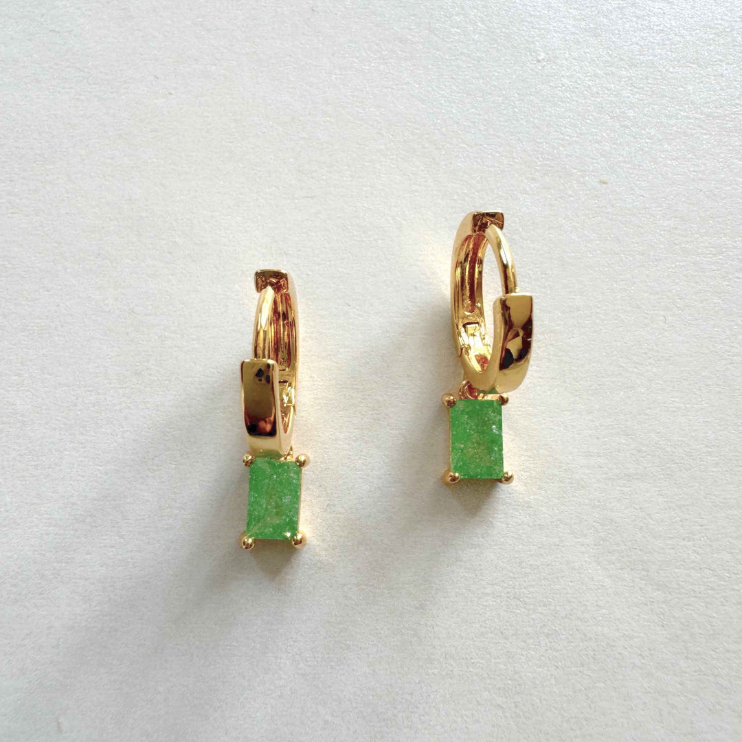 Ellie Aqua Gem Gold Huggie Hoops