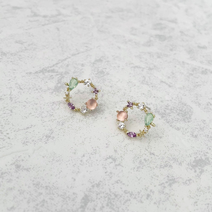 Saffy Blush Jewelled  Wreath Studs