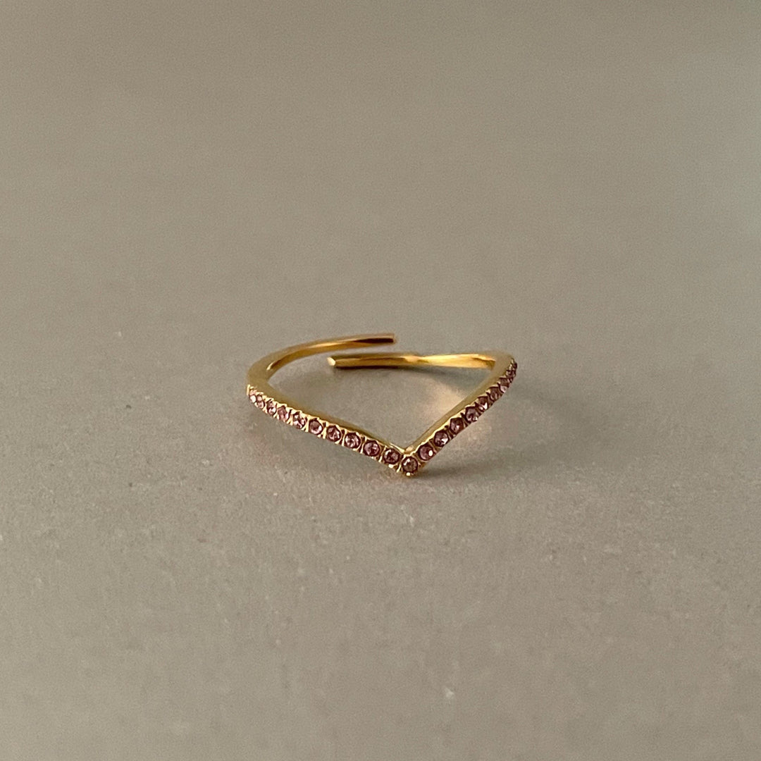 Marina Luxe 18k Gold Plated Skinny Rose Wishbone Ring