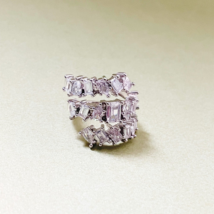 Mali Statement Wraparound Irregular White Jewel Ring